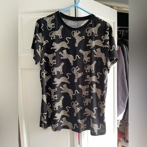 Black T-Shirt with Leopard Print